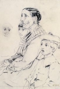 Studie van een vrouw en kinderen door Santiago Rusiñol